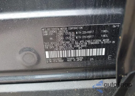 2019 Toyota Rav4 Le z USA, uszkodzony, nr VIN JTMF1RFV3KD033374